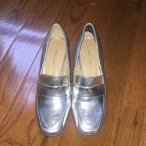 70s New Look Silver loafers block heel